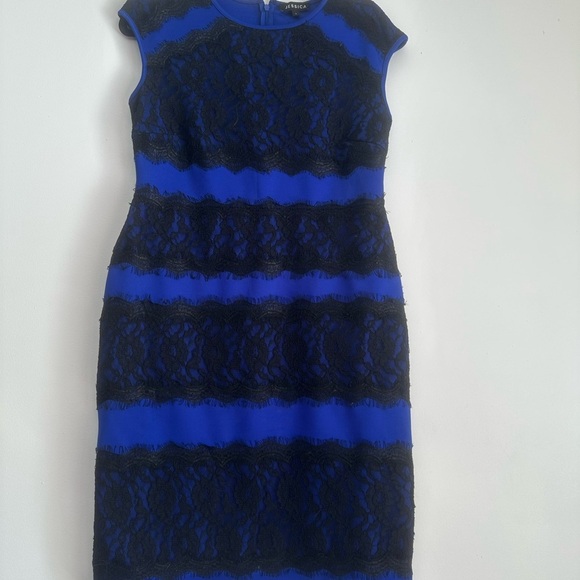 Jessica Blue Sheath Mini Dress Sleeveless Crew Neck - Picture 1 of 6